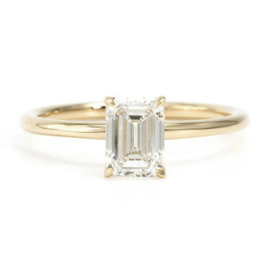 Emerald Cut Solitaire Moissanite Engagement Ring