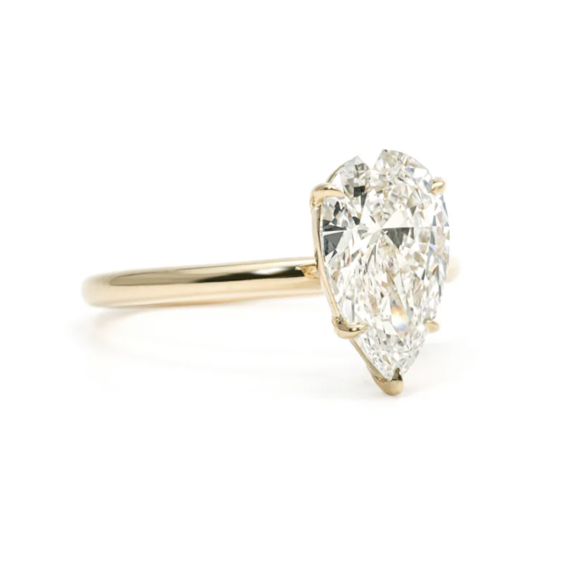 2CT Pear Cut Solitaire Moissanite Engagement Ring
