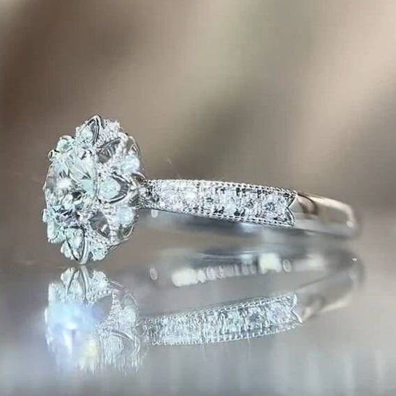 FLower Moissanite Engagement Ring