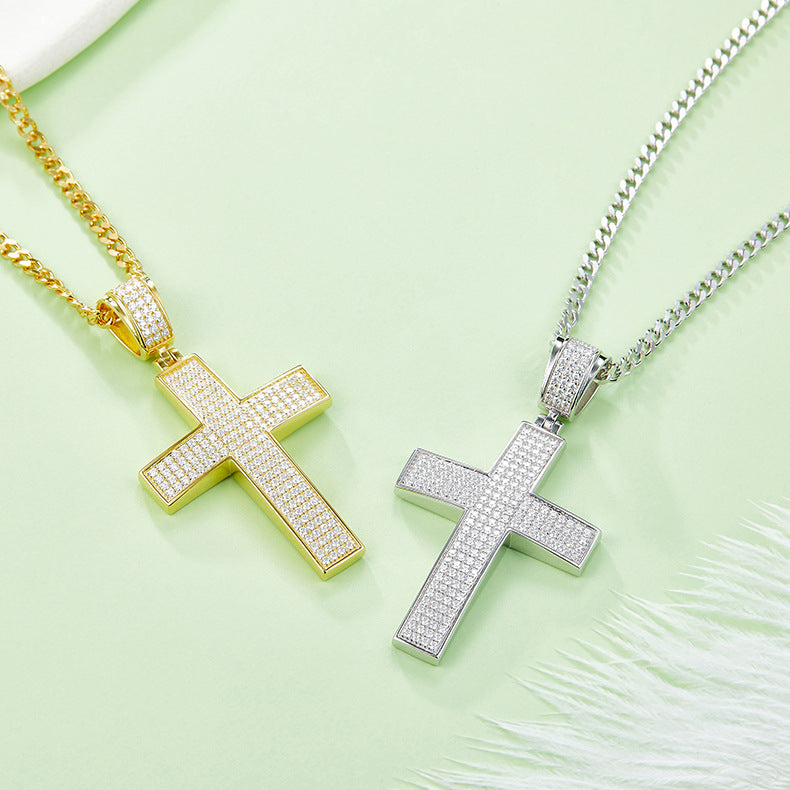 Moissanite Cross Pendant Necklace