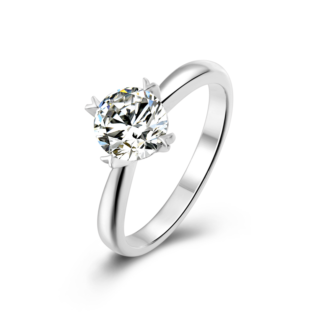 Simple Heart Prongs Design Moissanite Engagement Ring