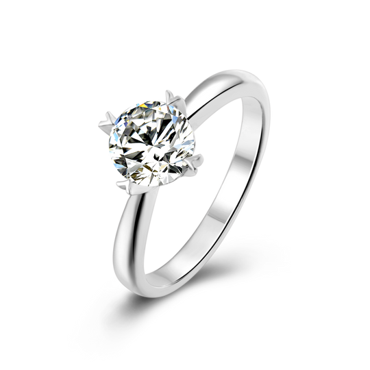 Simple Heart Prongs Design Moissanite Engagement Ring