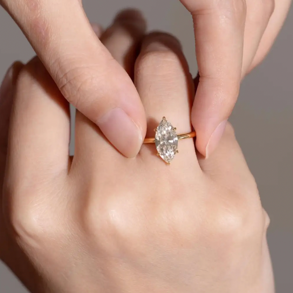 3CT Marquise  Cut Solitaire Moissanite Engagement Ring
