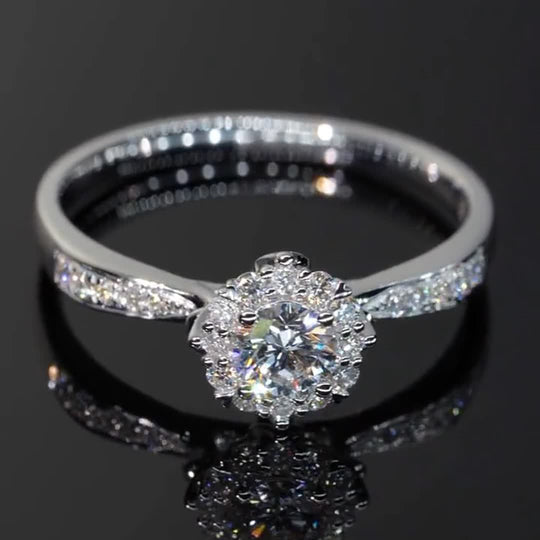 Elegant Flower Design  Moissanite Engagement Ring