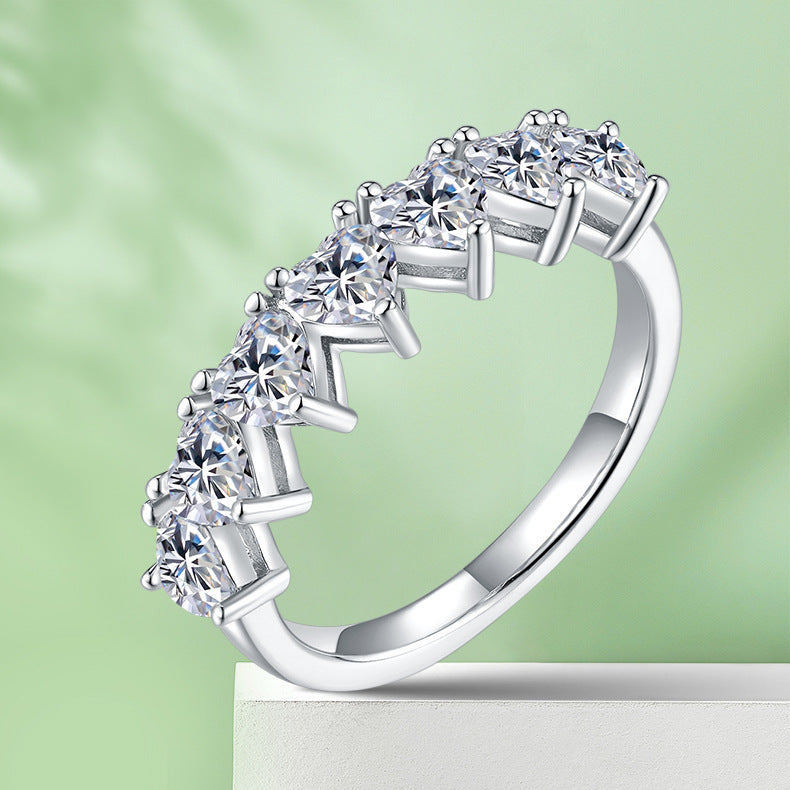 Heart Moissanite Half Eternity Matching Band Wedding Ring