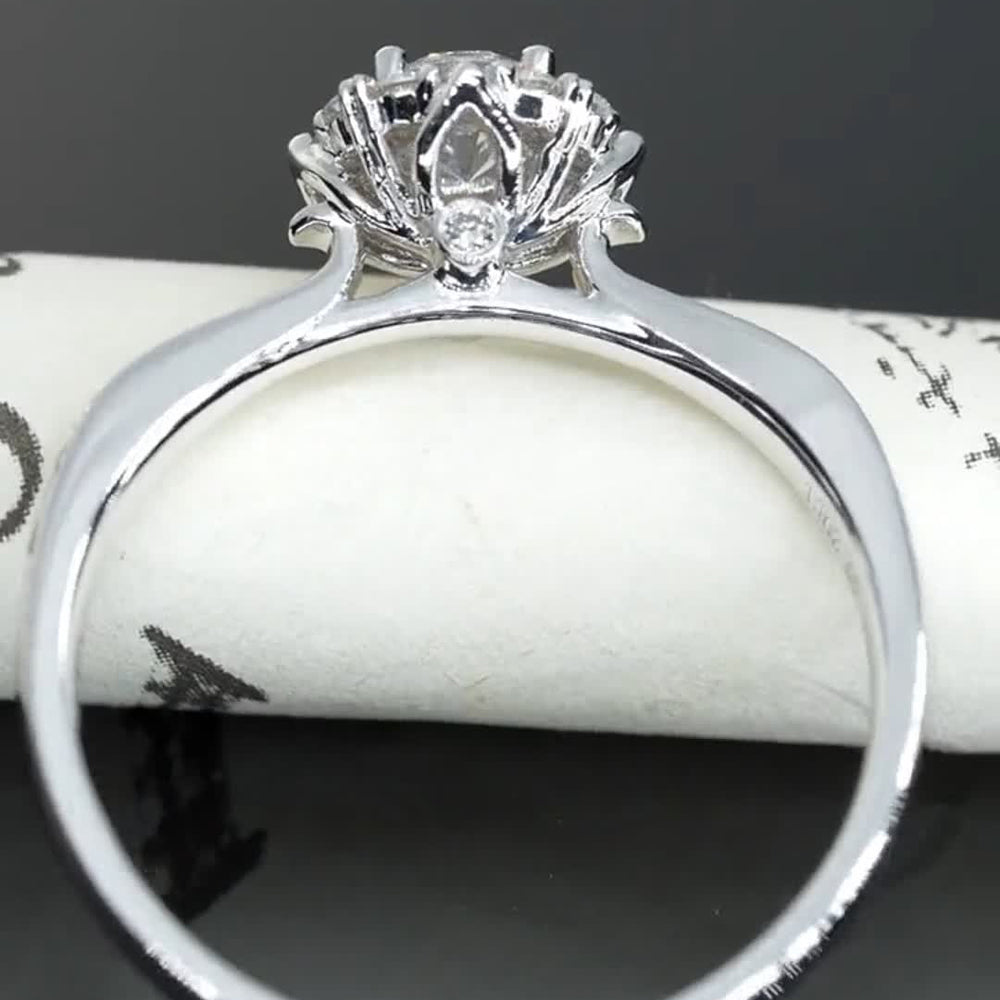 Elegant Flower Design  Moissanite Engagement Ring