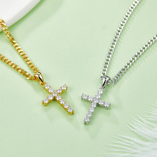 3mm/4mm/5mm Moissanite Cross Pendant Necklace