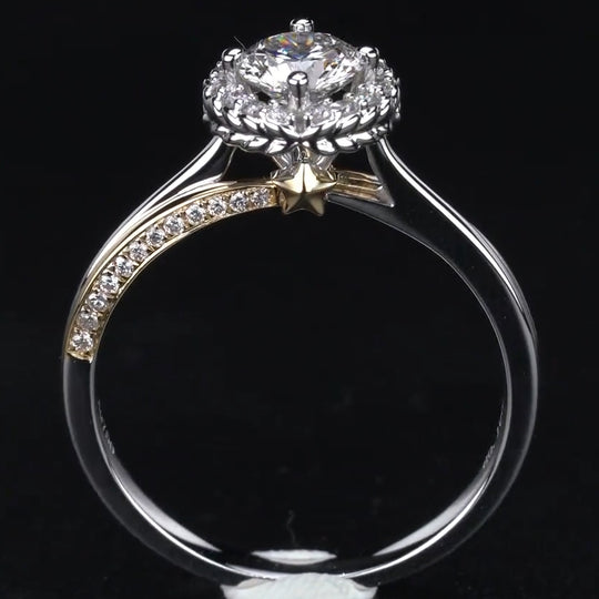 Star Round Cut Moissanite Engagement Ring