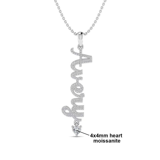 Vertical Design Custom Moissanite Name Necklace