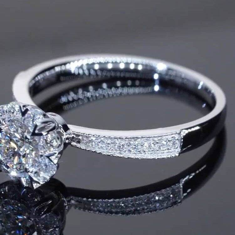 Snowflake Halo Design Moissanite Engagement Ring