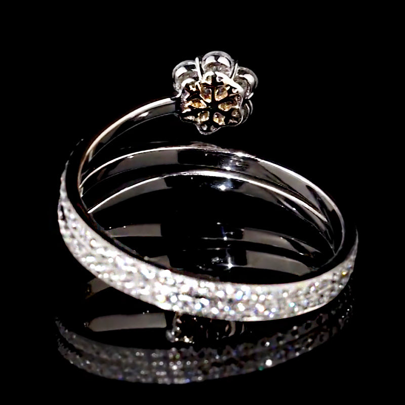 Twisted Triple Band Cluster Flower Moissanite Ring