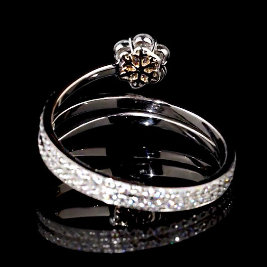Twisted Triple Band Cluster Flower Moissanite Ring