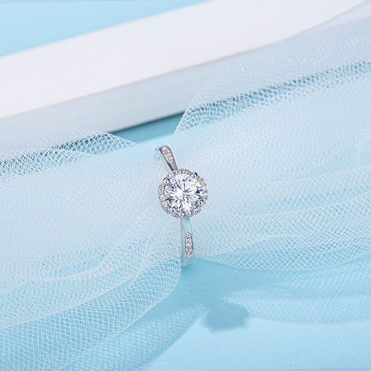 Flower Design Moissanite Engagement Ring