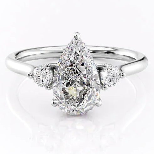 3CT Pear Cut 3 Stones Moissanite Engagement Ring