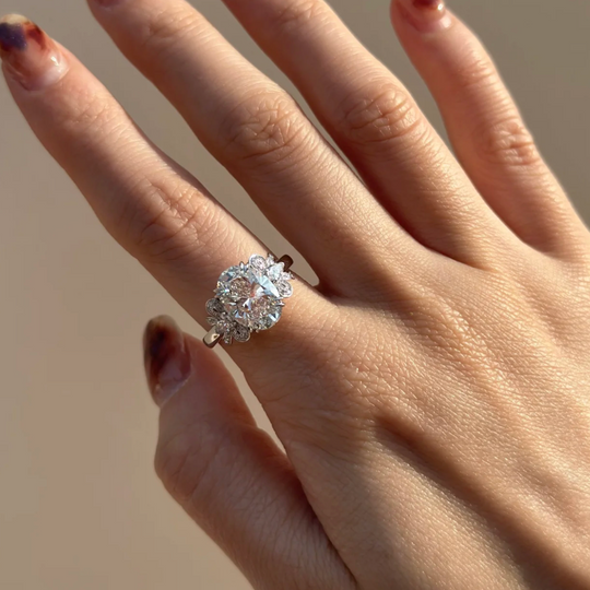 Classic Oval with Side Accents Moissanite Engagement Ring