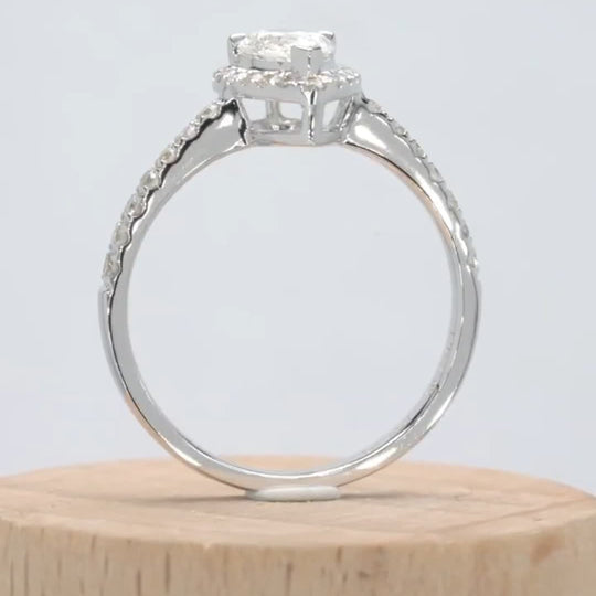 Classic Pear Halo Design Moissanite Engagement Ring