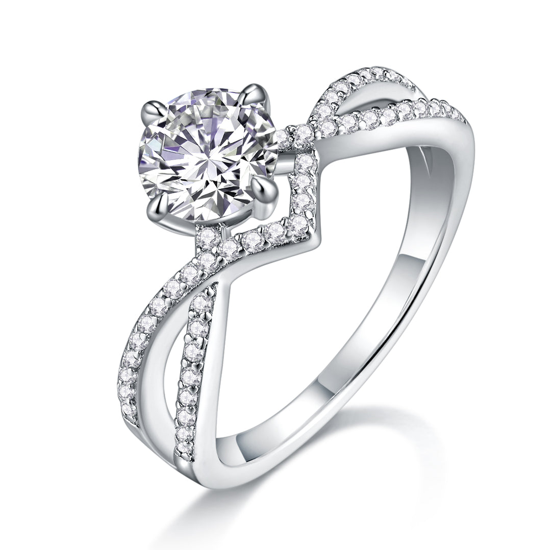 Cross Ring Band Design Moissanite Engagement Ring