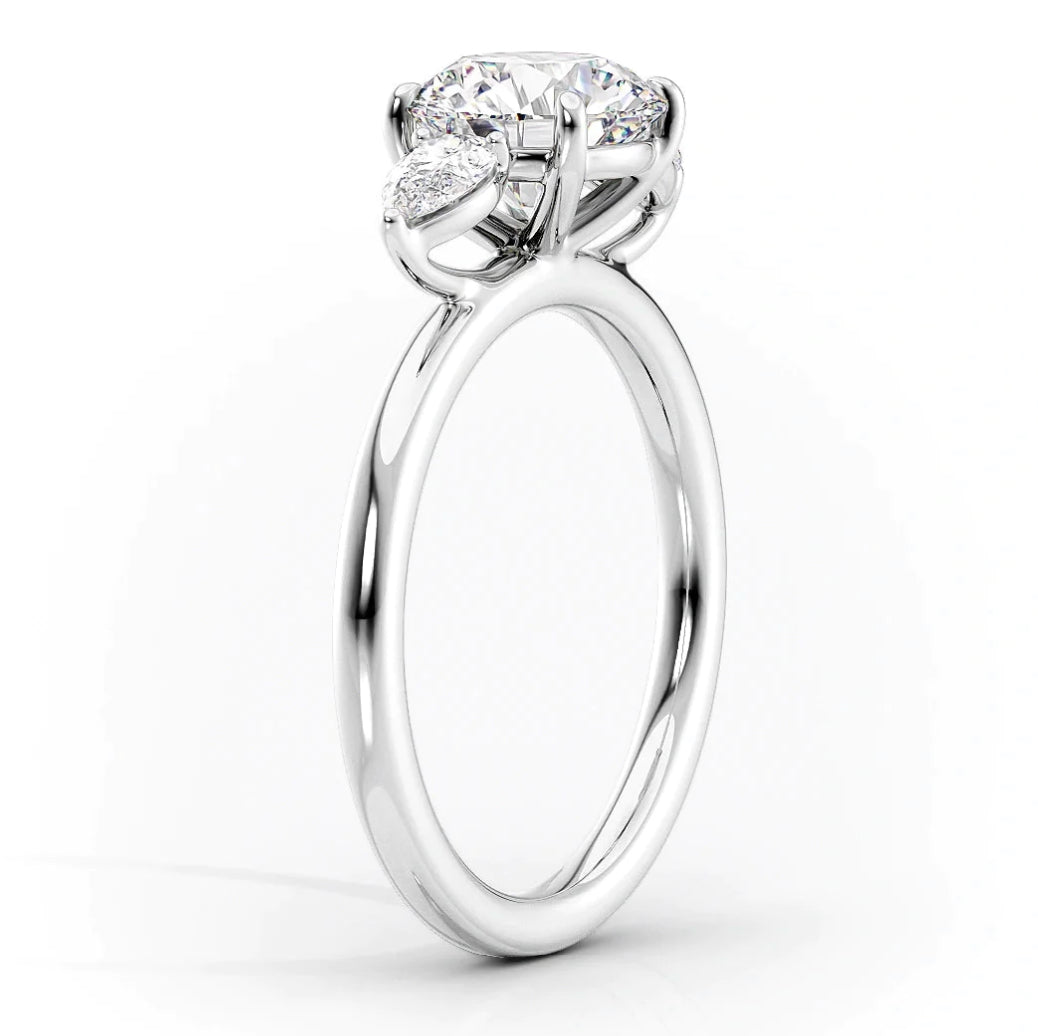 3CT Pear Cut 3 Stones Moissanite Engagement Ring