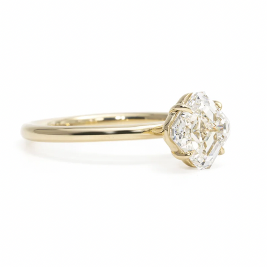 Asscher Cut Solitaire Moissanite Engagement Ring