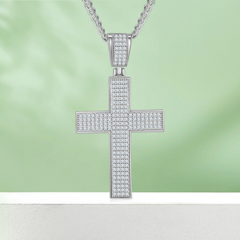 Moissanite Cross Pendant Necklace