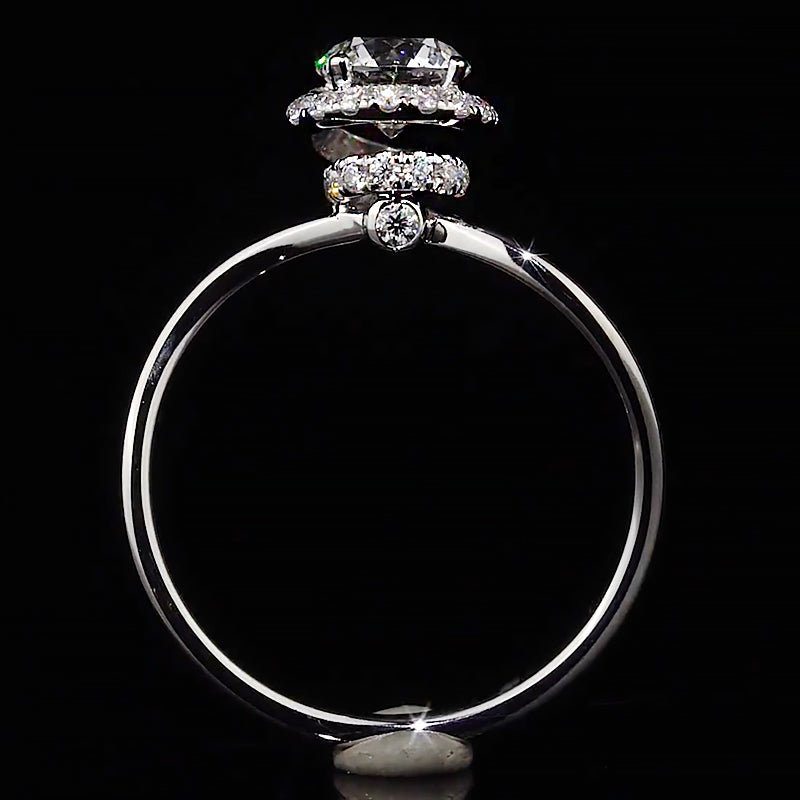 Tiered Halo Stacked Setting Moissanite Engagement Ring