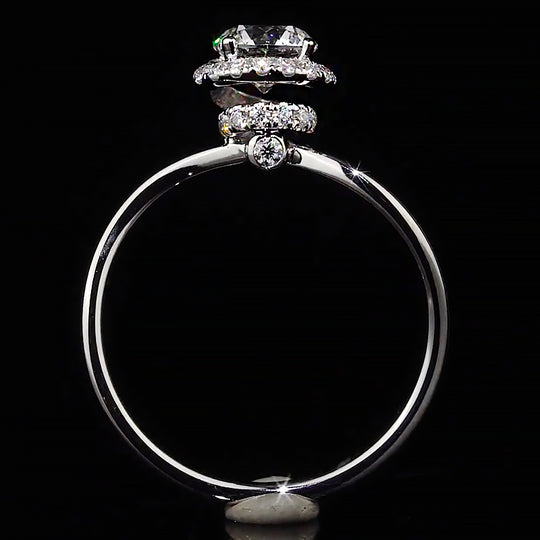 Tiered Halo Stacked Setting Moissanite Engagement Ring