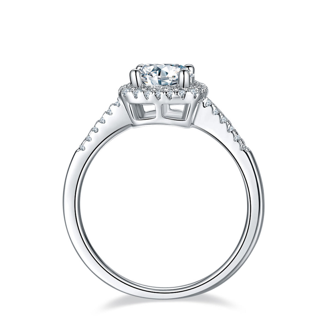 Square Halo Design Moissanite Engagement Ring