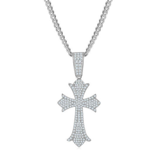 Moissanite Vintage Cross Pendant Necklace