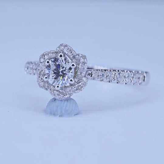 Flower Fountain Design Moissanite Engagement Ring 3