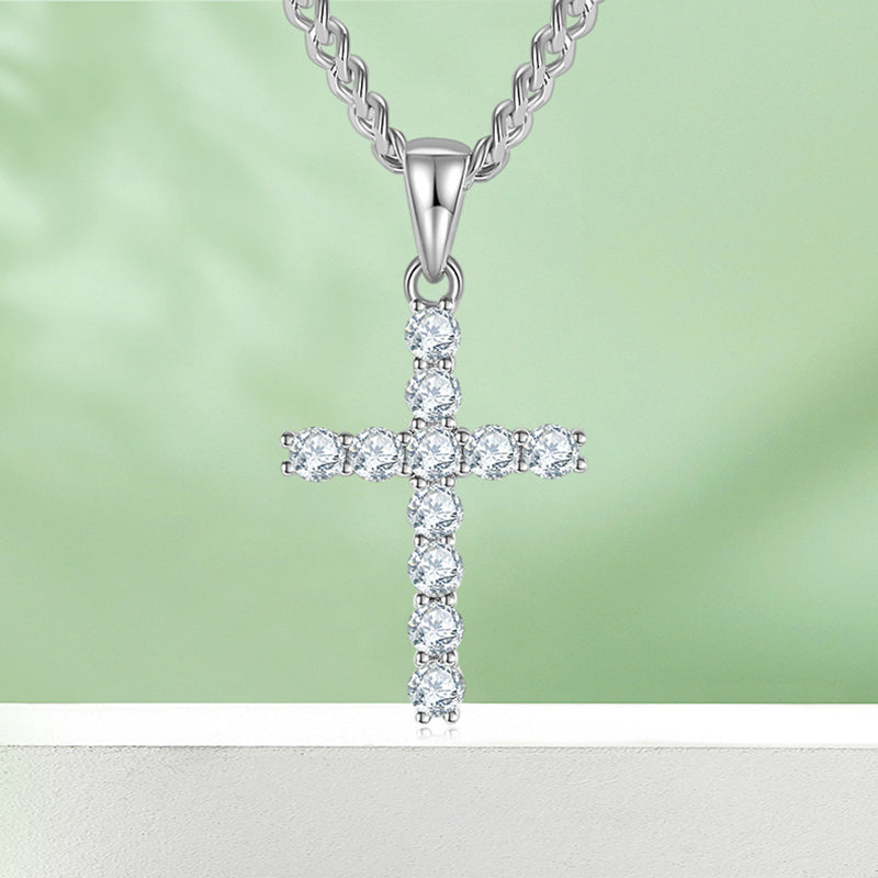 3mm/4mm/5mm Moissanite Cross Pendant Necklace