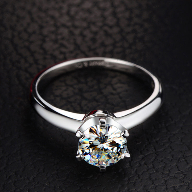 Classic 6 Prongs Solitary  Moissanite Engagement Ring