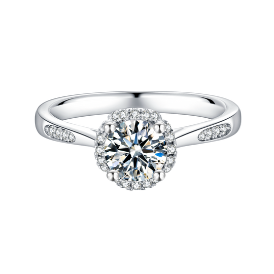 Flower Design Moissanite Engagement Ring