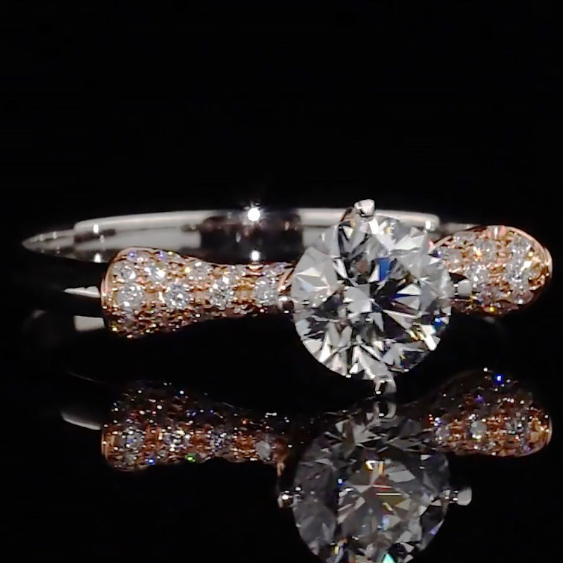 Two-Tone Bow Pave Band Moissanite Engagement Ring