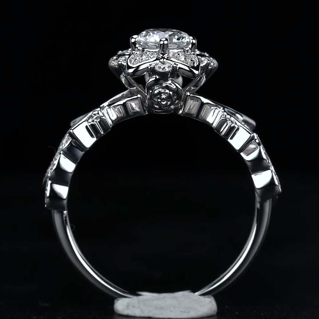 Rose Design Moissanite Engagement Ring