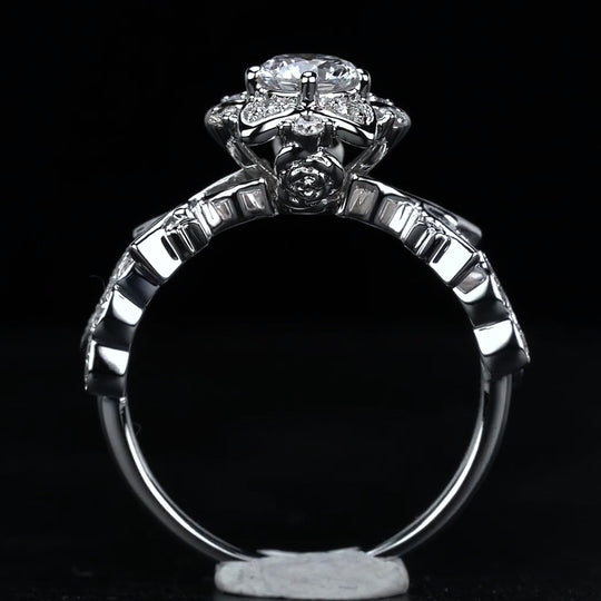 Rose Design Moissanite Engagement Ring