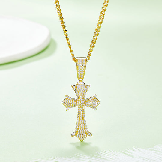 Moissanite Vintage Cross Pendant Necklace