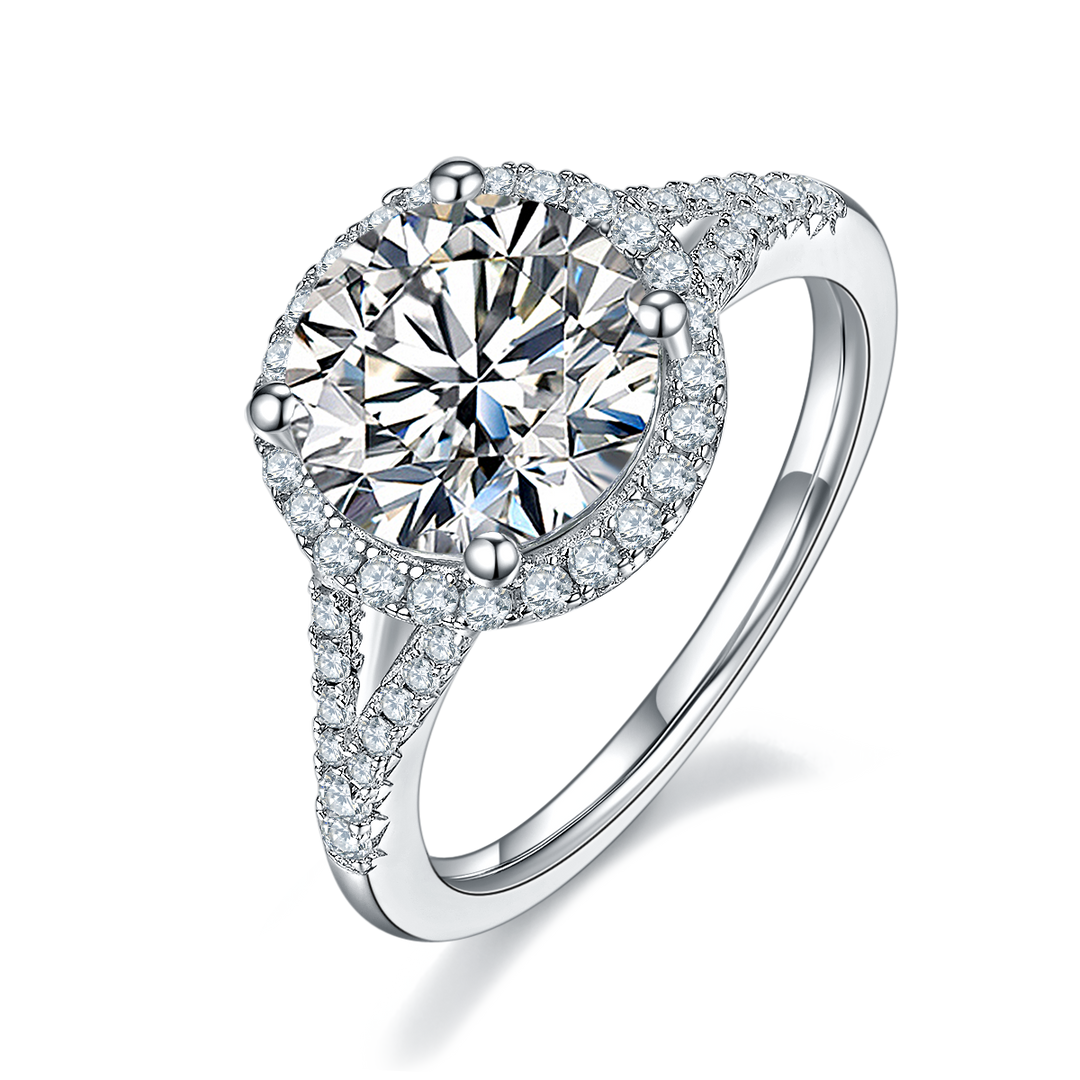 Round Halo Moissanite Ring