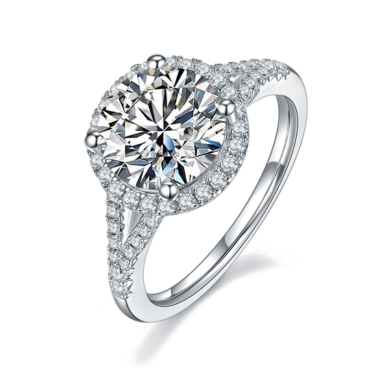 Round Halo Moissanite Ring