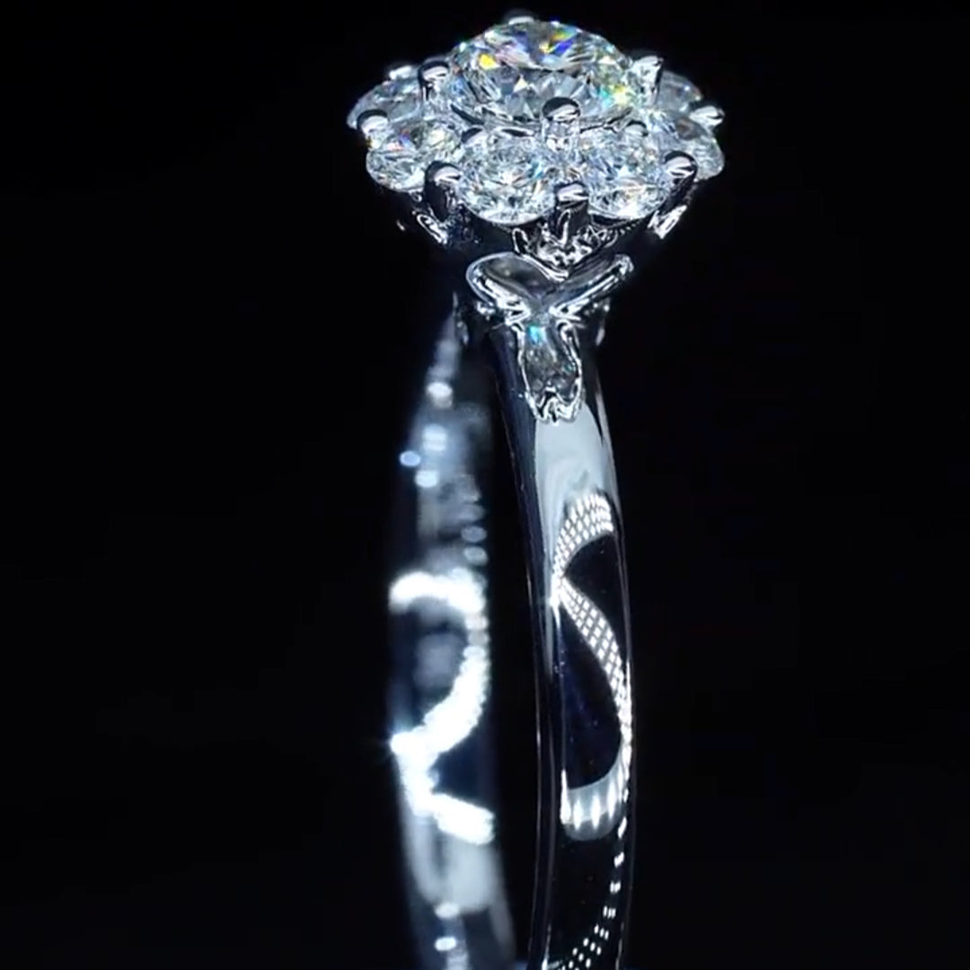 Halo Design Round Cut Moissantie Engagement Ring