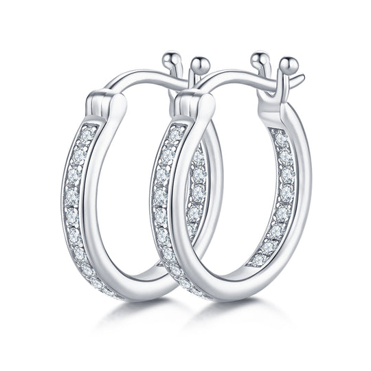 Single Row Half Hoop S925 Silver Moissanite Earrings 3