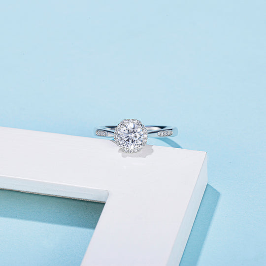 Flower Design Moissanite Engagement Ring