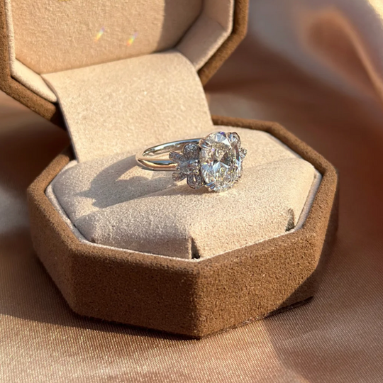 Classic Oval with Side Accents Moissanite Engagement Ring