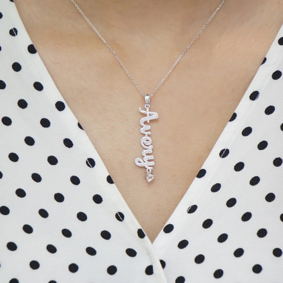 Vertical Design Custom Moissanite Name Necklace