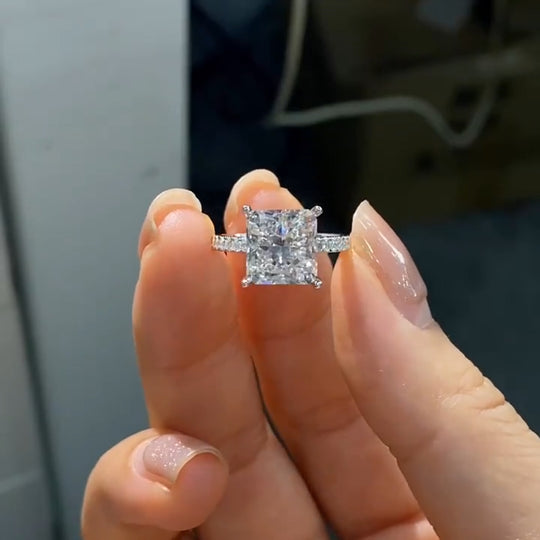 5CT Princess Cut Moissanite Engagement Ring