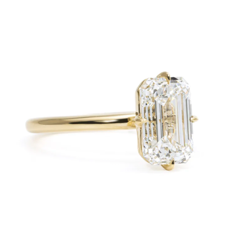 Emerald Cut Solitaire Moissanite Engagement Ring