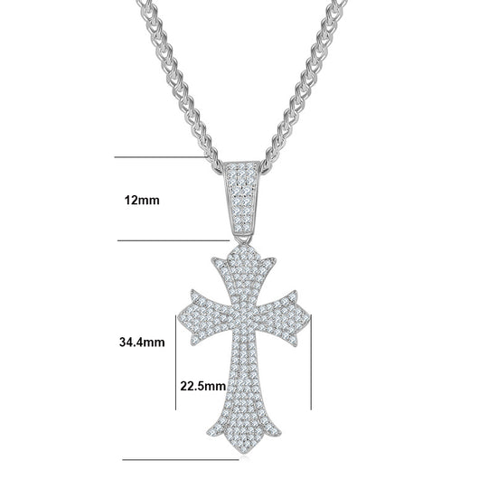 Moissanite Vintage Cross Pendant Necklace