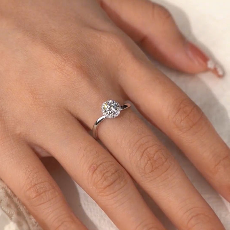 Tiered Halo Stacked Setting Moissanite Engagement Ring