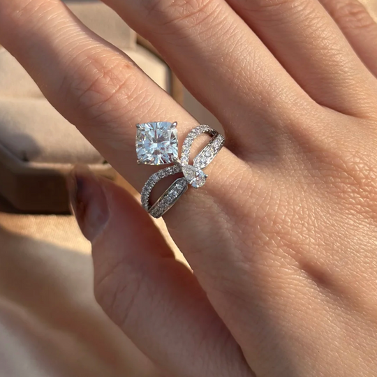 Cushion Crown Moissanite Engagement Ring