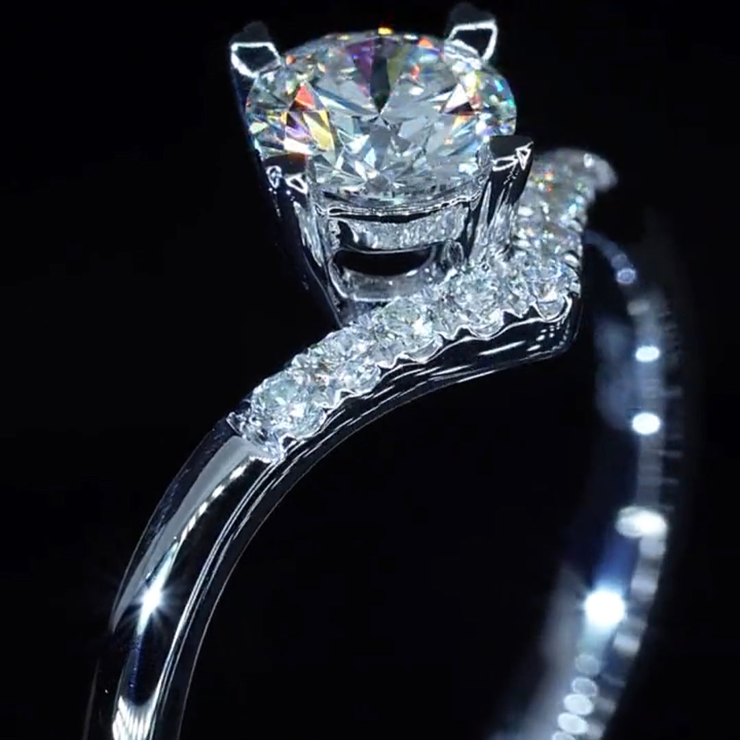 Crown Design Round Cut Moissanite Engagement Ring