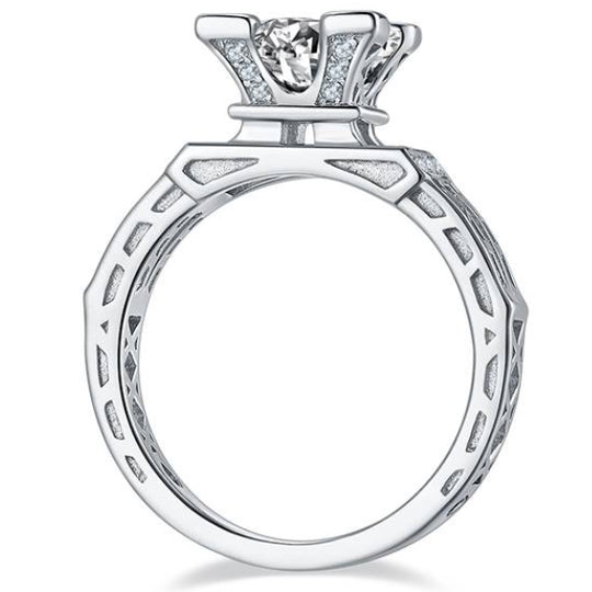 Architectural Design Moissanite Engagement Ring